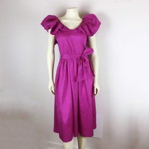 Vintage prom dress 80s glam pink puff sleeve